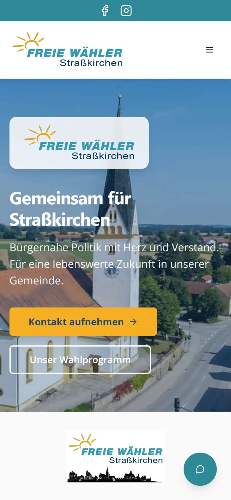 Website Freie Wähler Straßkirchen, mobile Ansicht