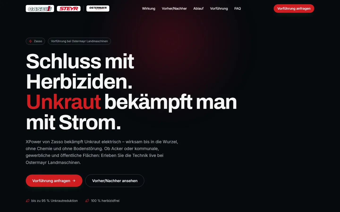 XPower Vorführ-Landingpage im CASE IH Design